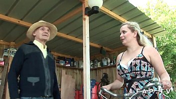 hd pretty little slut with big tits and big ass caught in a threesome with grandpa video