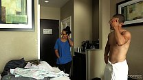 hd room service slutty latina maid jolla fucks hotel guest and makes a mess in the room video