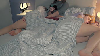 hd sharing bed with stepmom and stepsis fucked step sister after she got horny watching step mom suck on it video